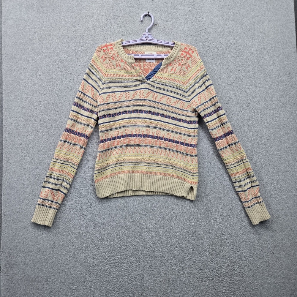 Fiets Voor 2 Anthropologie Women Sweater S Beige Fair Isle Camel Blend Boho